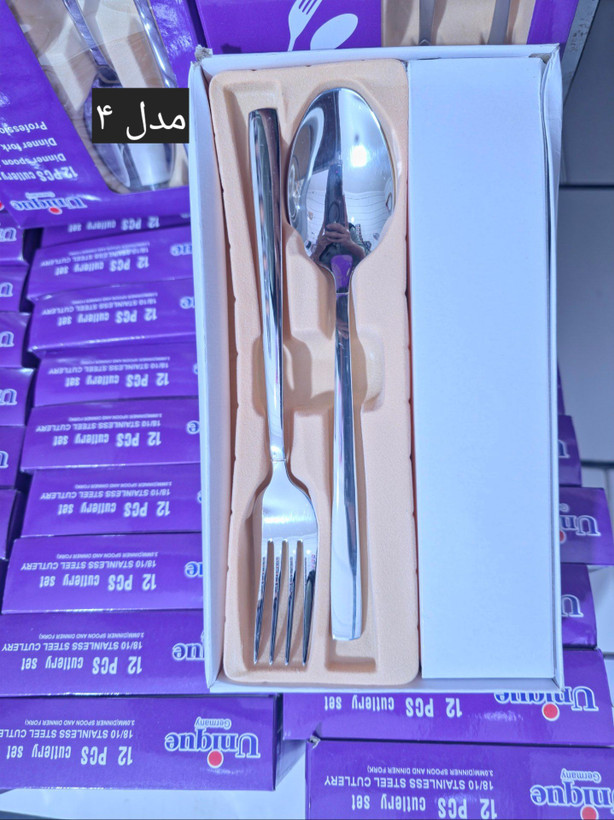 قاشق چنگال جعبه بنفش یونیک وزن بالا ۴ میل