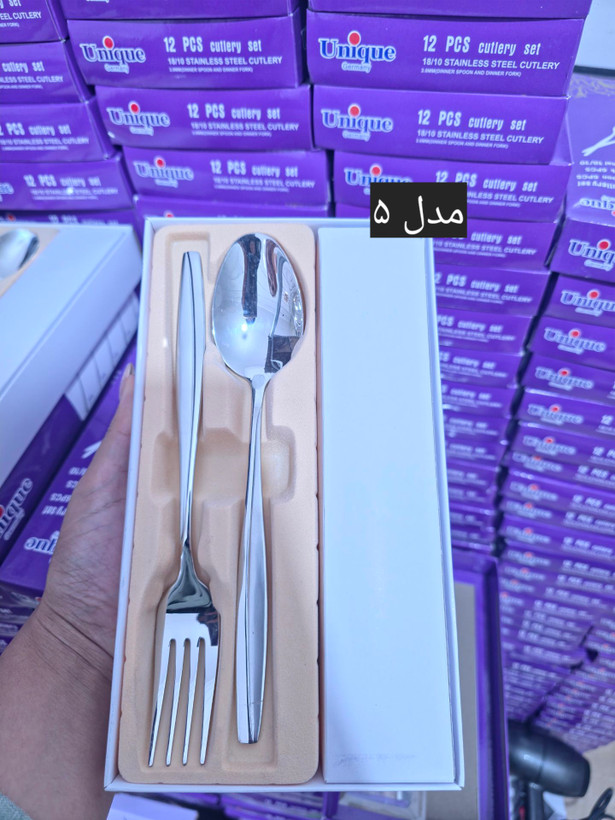 قاشق چنگال جعبه بنفش یونیک وزن بالا ۴ میل