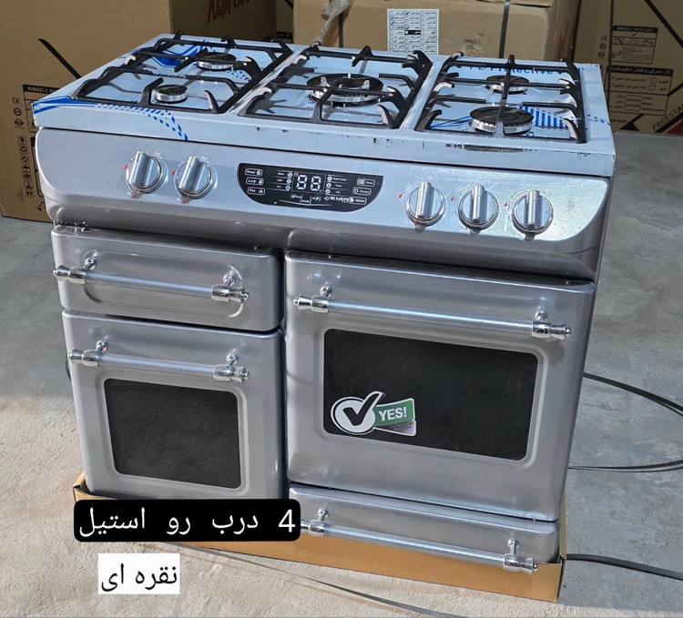 اجاق گاز طرح فر ۴ درب رو استیل کیانتوس