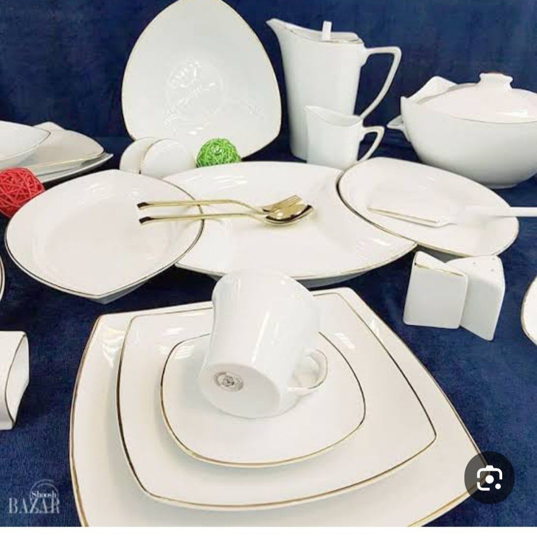 سرویس چینی پردیس ۳۰ پارچه طرح سفید لب طلا